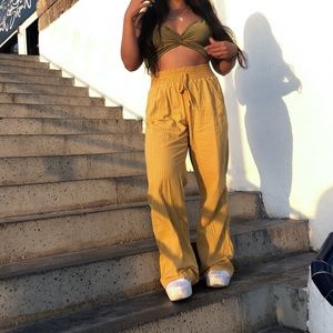Yellow wide linen pants